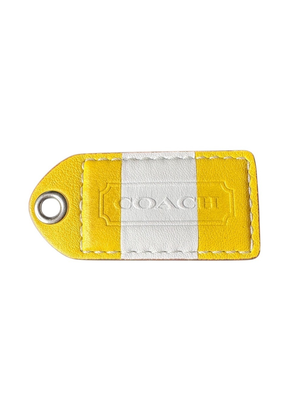 Coach Yellow and White Leather Bag Charm Tag